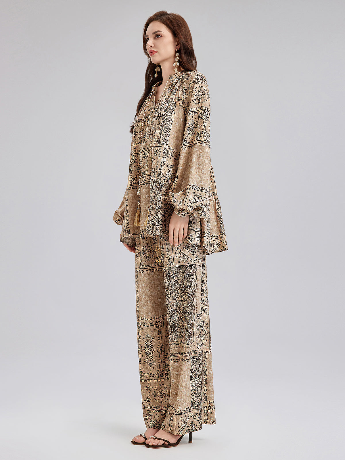 Final Sale | Paisley Cotton-Linen Vacation Relaxed Blouse
