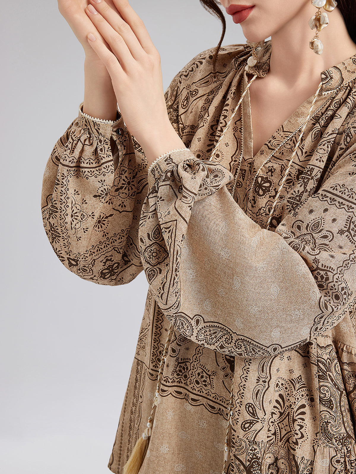 Final Sale | Paisley Cotton-Linen Vacation Relaxed Blouse