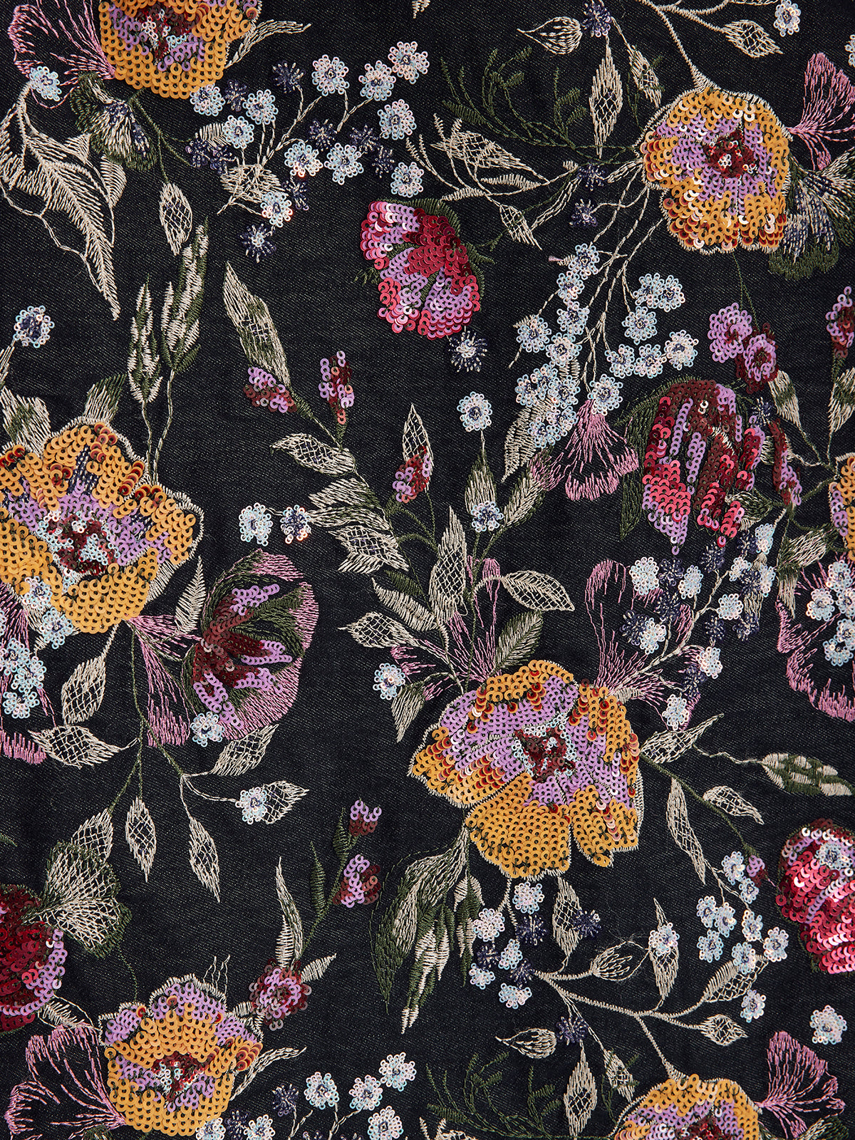 Sequin-Embroidered Raw-Edge V-Neck Dress