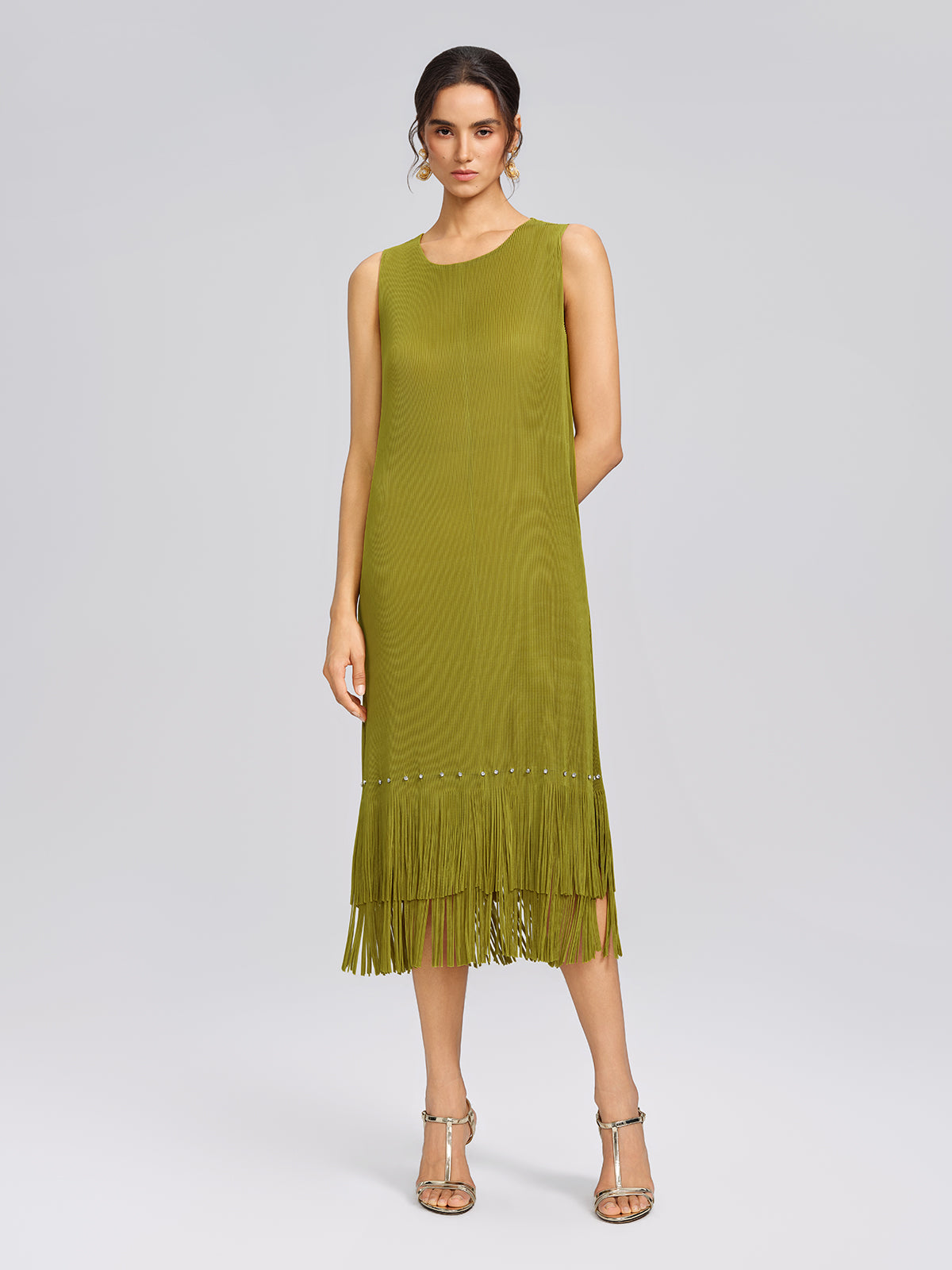 Hand-Beaded Openwork Burnout Cape Dress Set