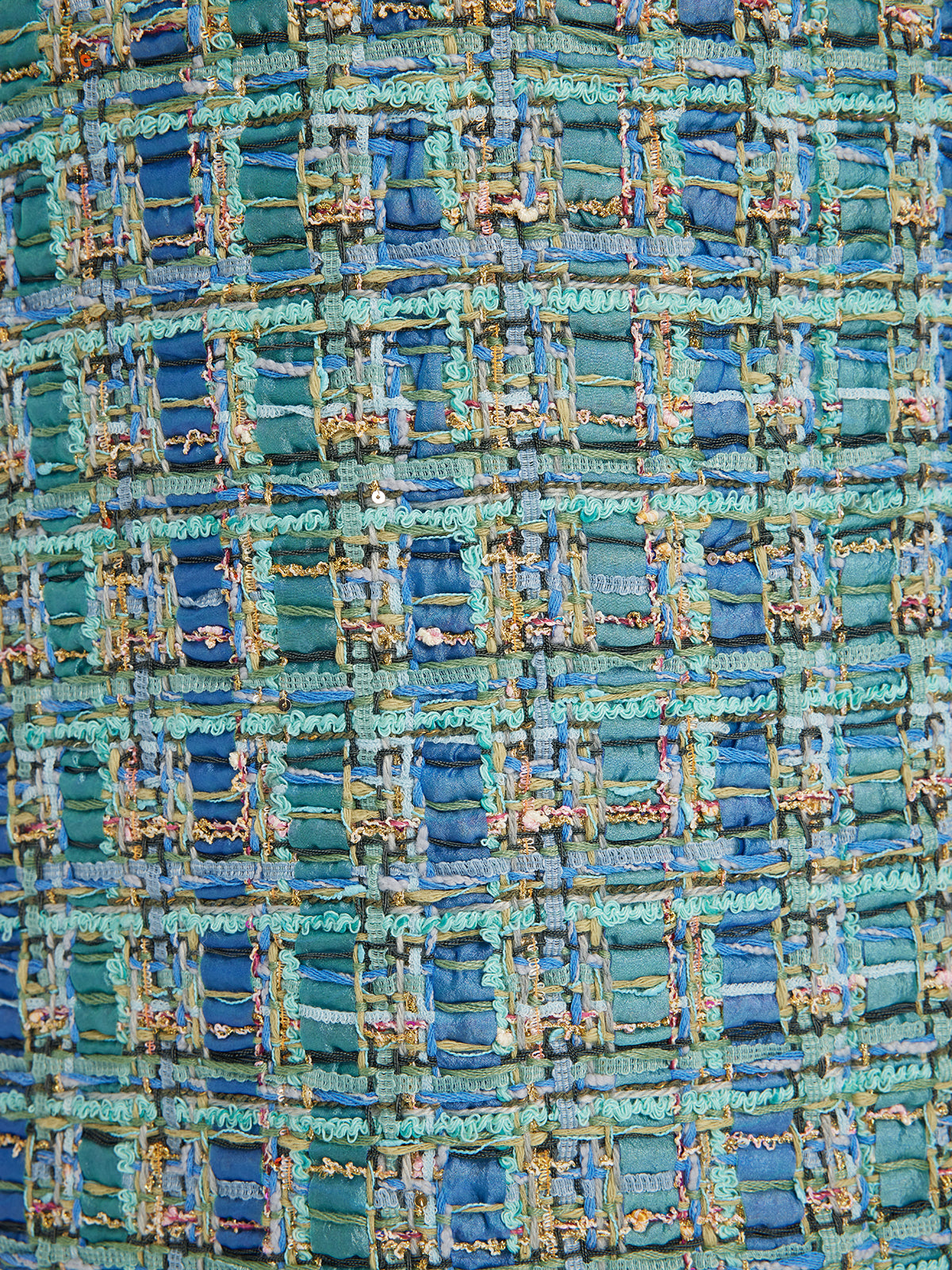 Multicolor Tweed Hand-Sewn Braid Trim Skirt