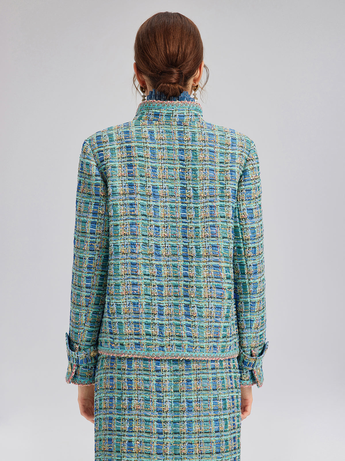 Multicolor Tweed Hand-Sewn Braid Trim Jacket (Matching Scrunchie Included)