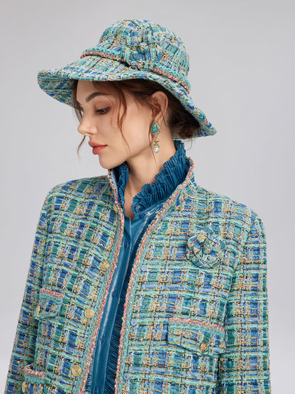 Multicolor Tweed Hand-Sewn Braid Trim Hat