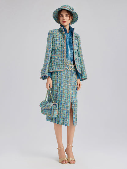 Multicolor Tweed Hand-Sewn Braid Trim Hat