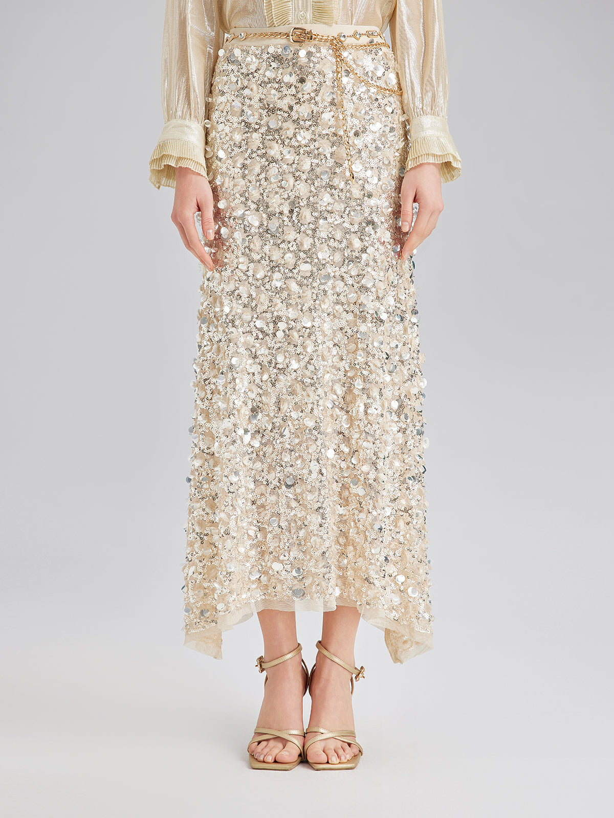 Layered Sequin Mermaid Elastic Waist Skirt