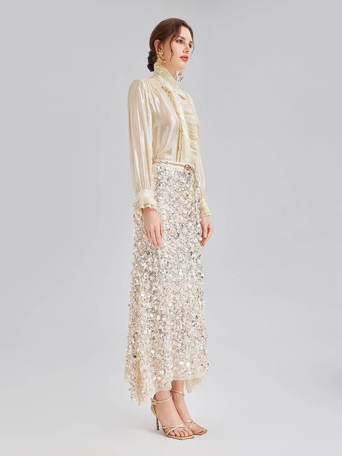 Layered Sequin Mermaid Elastic Waist Skirt