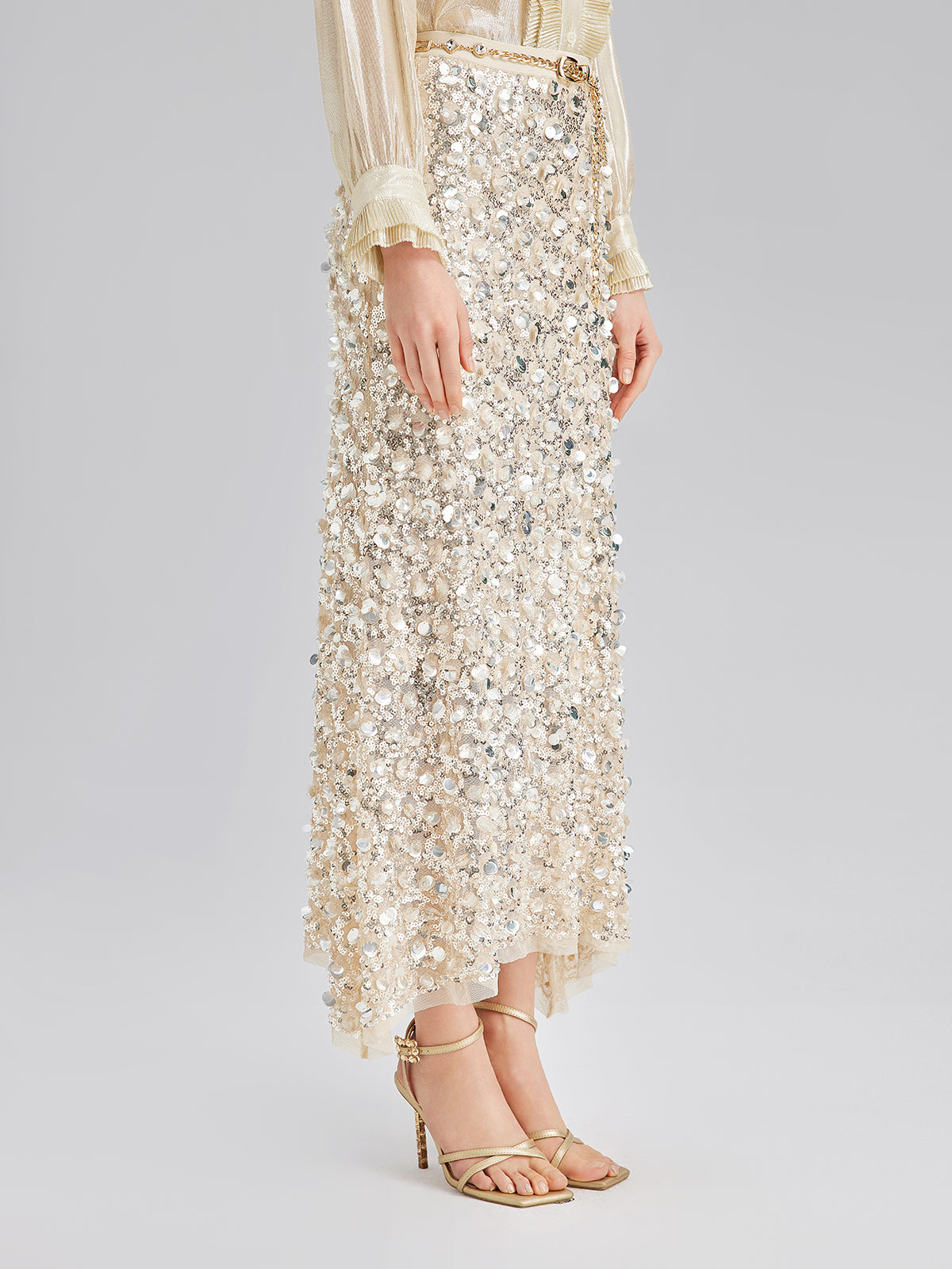 Layered Sequin Mermaid Elastic Waist Skirt