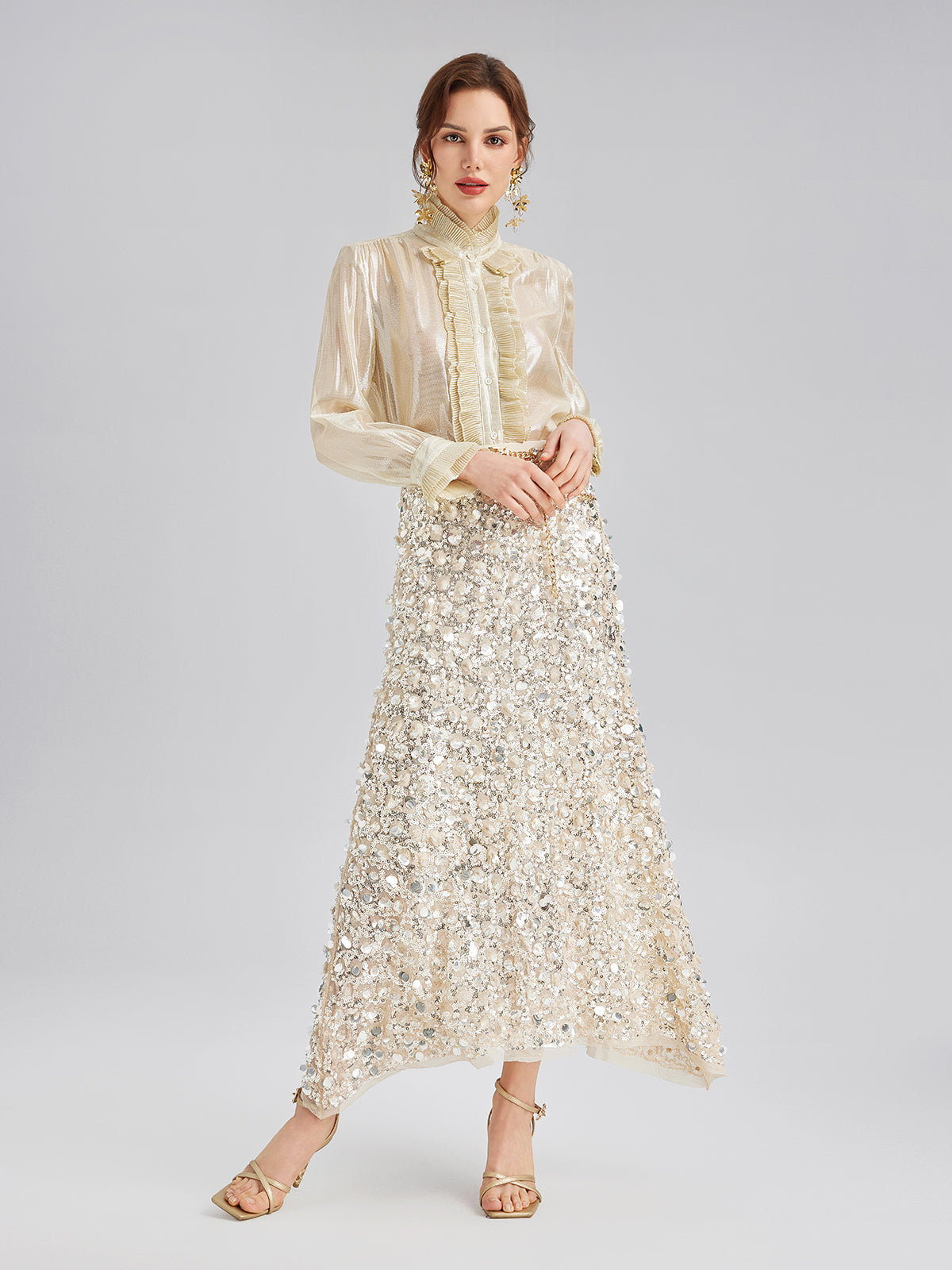Layered Sequin Mermaid Elastic Waist Skirt
