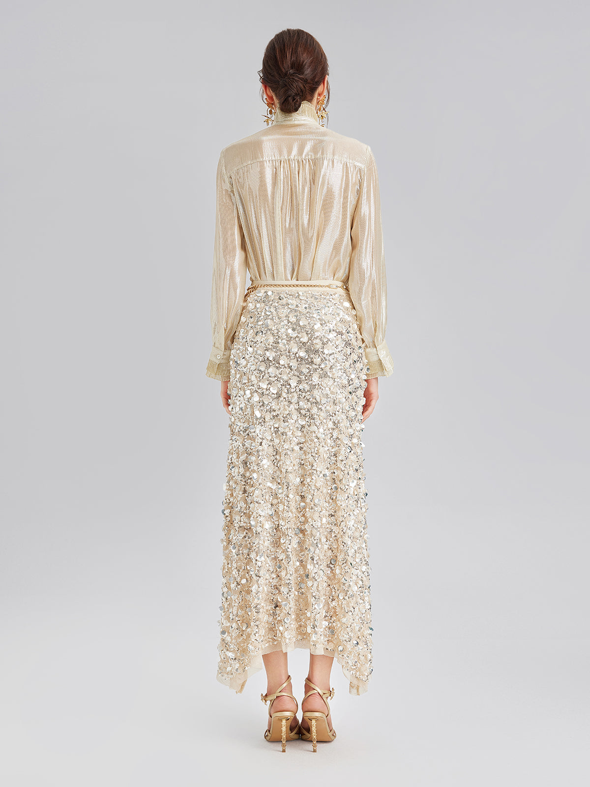 Layered Sequin Mermaid Elastic Waist Skirt