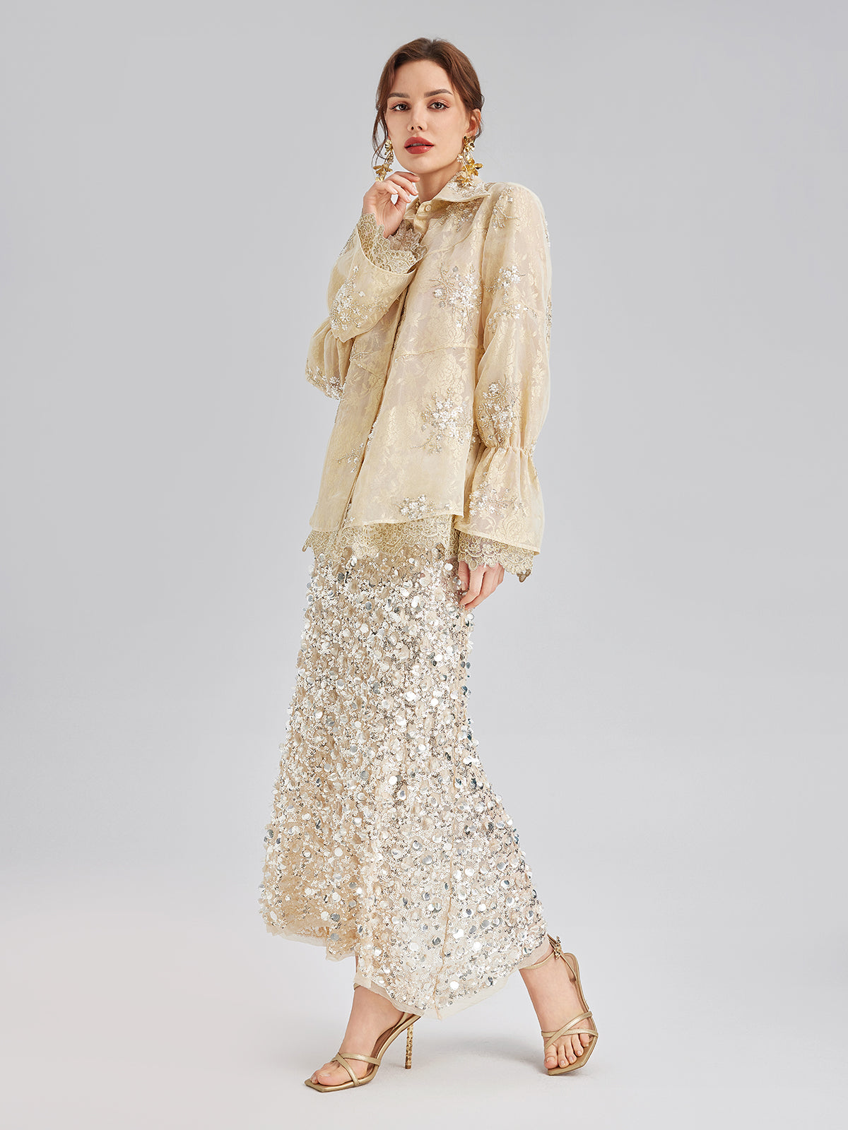 Layered Sequin Mermaid Elastic Waist Skirt