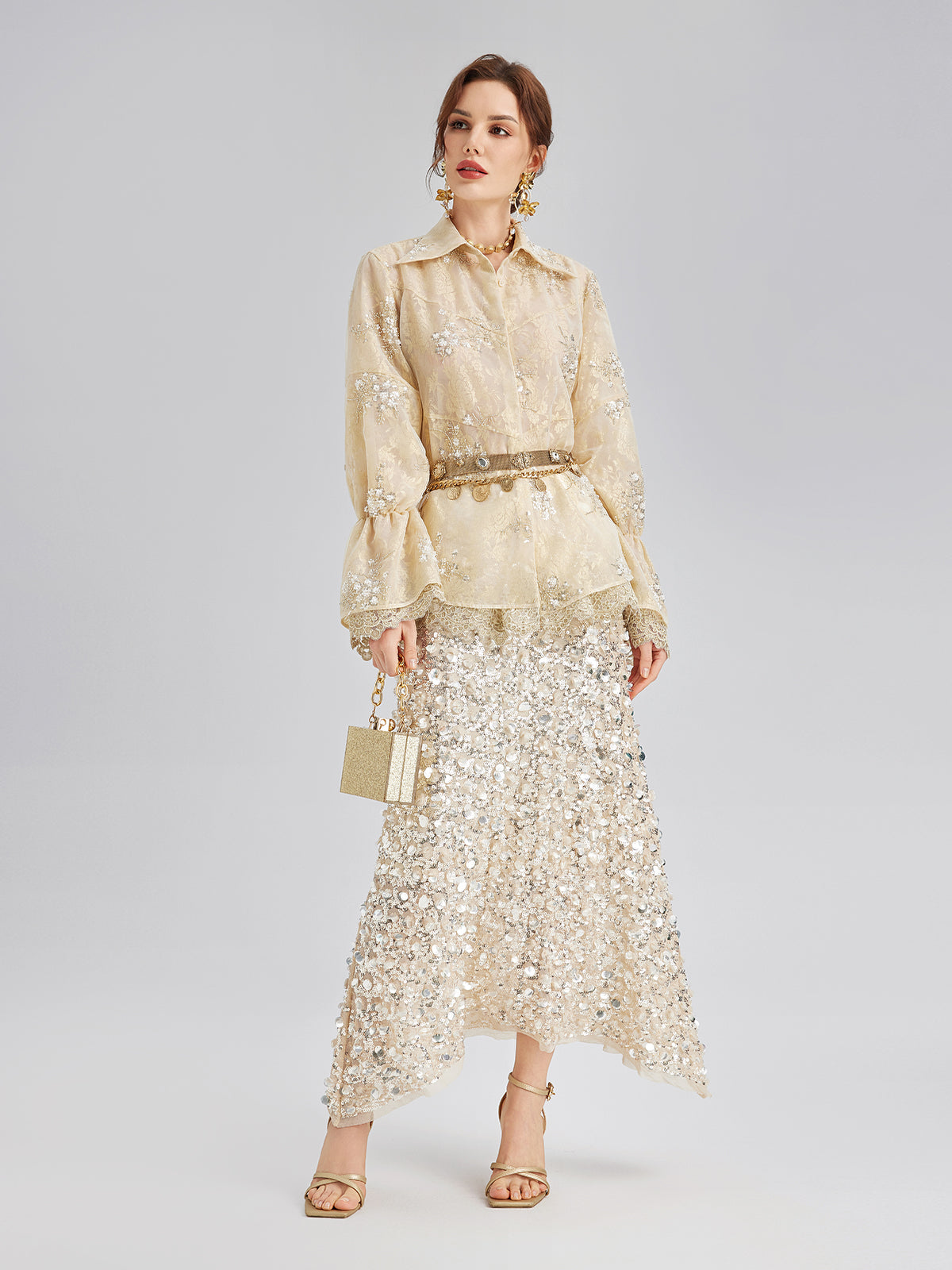 Layered Sequin Mermaid Elastic Waist Skirt