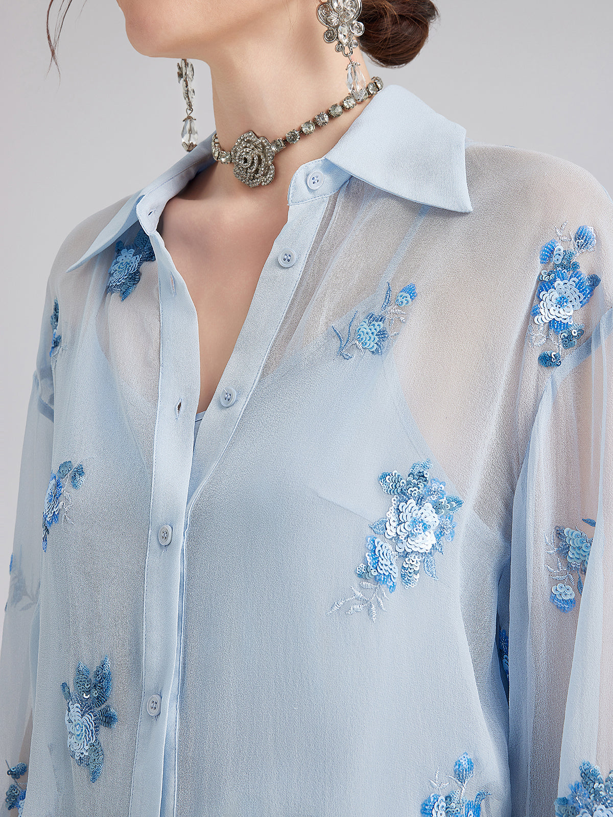 Final Sale | Silk Floral Embroidered Shirt