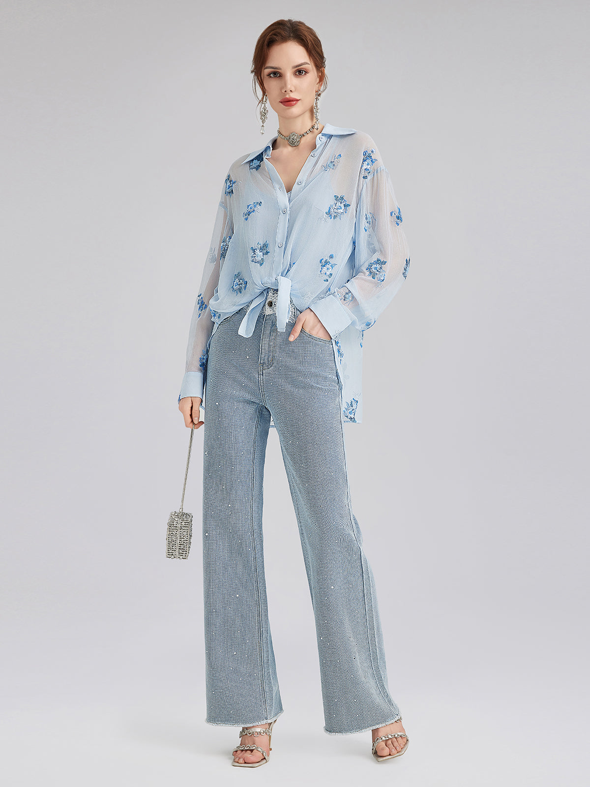 Final Sale | Silk Floral Embroidered Shirt