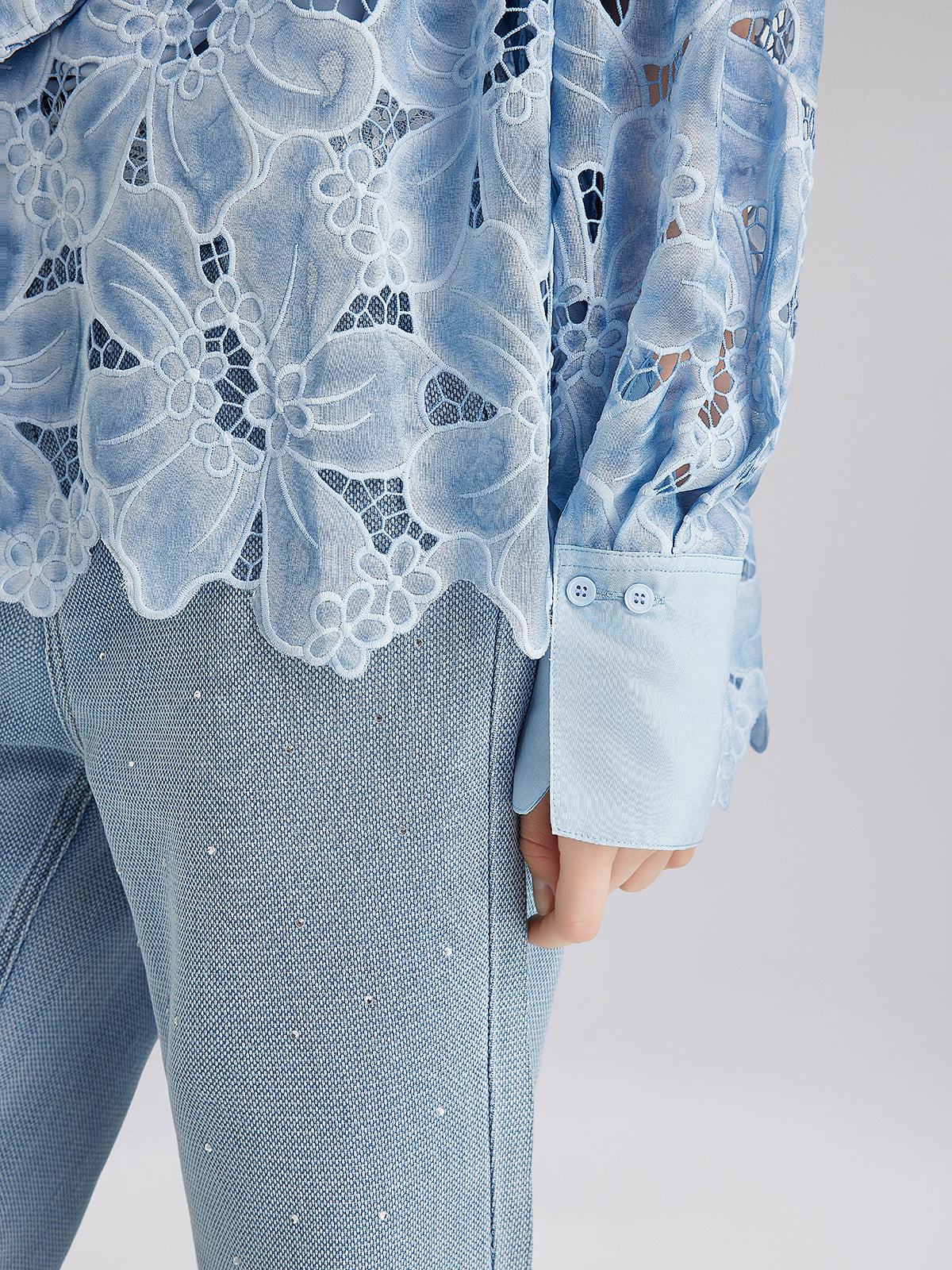 Final Sale | Asymmetrical Collar Dyed Floral Shirt