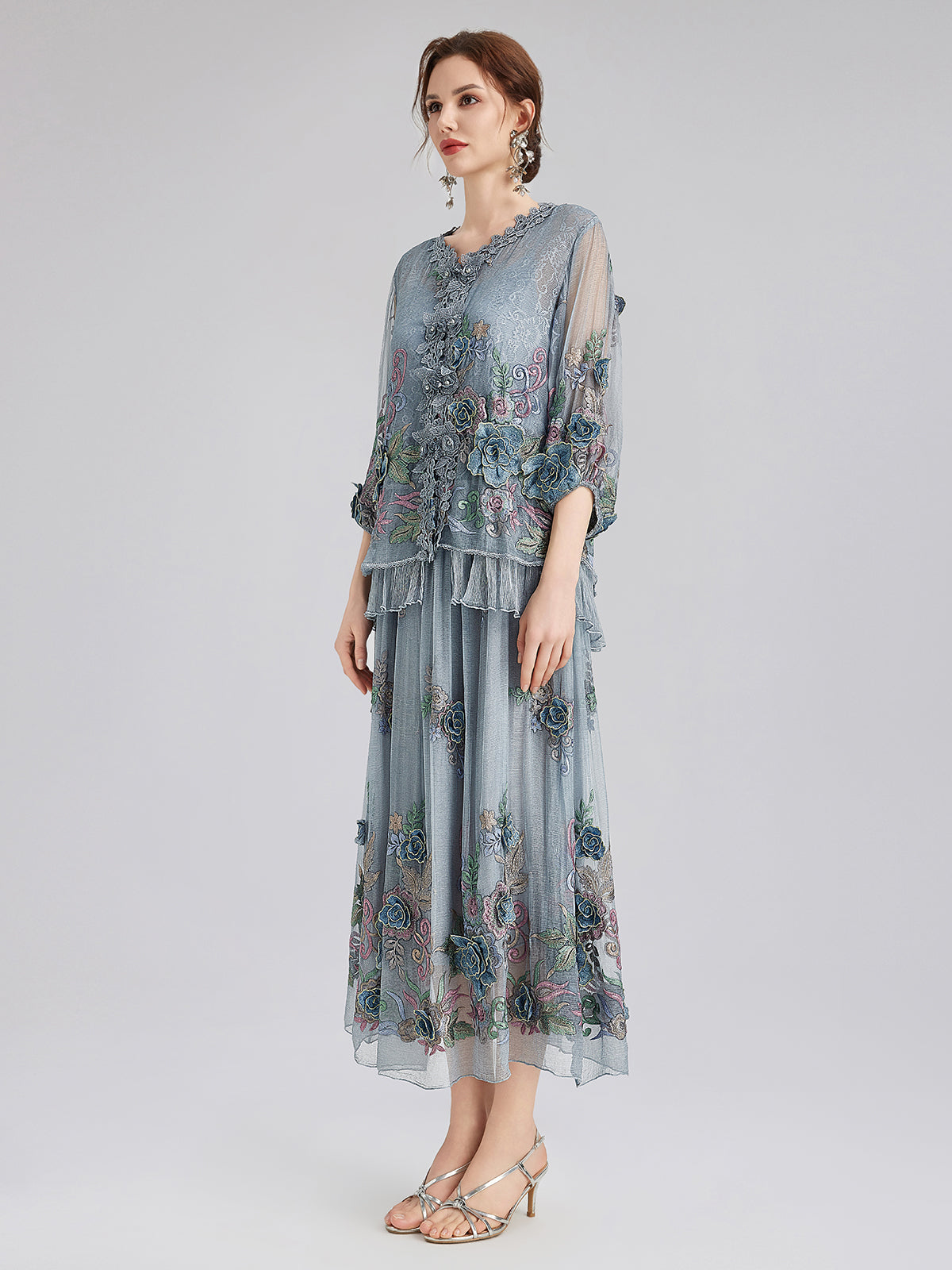 Handcrafted 3D Floral Silk Top