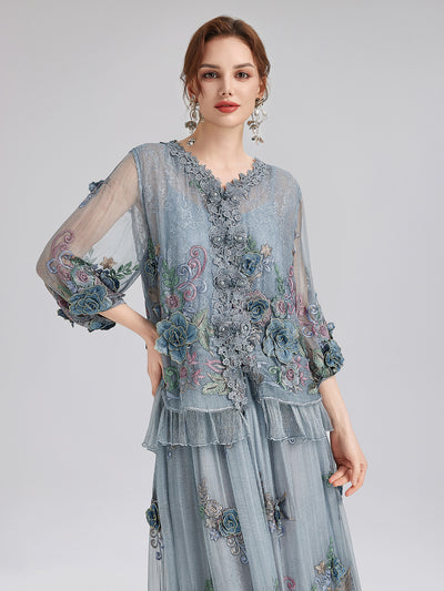 Handcrafted 3D Floral Silk Top