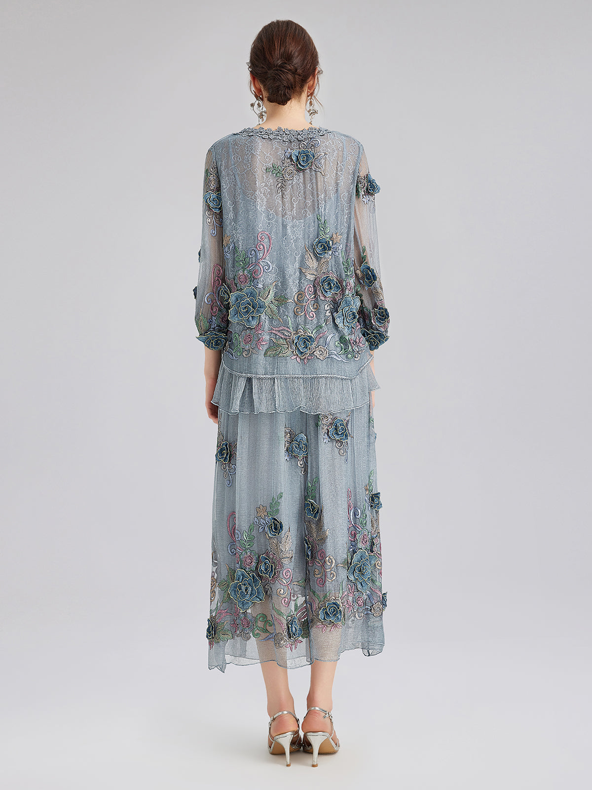Women's embroidered mesh dress with delicate details