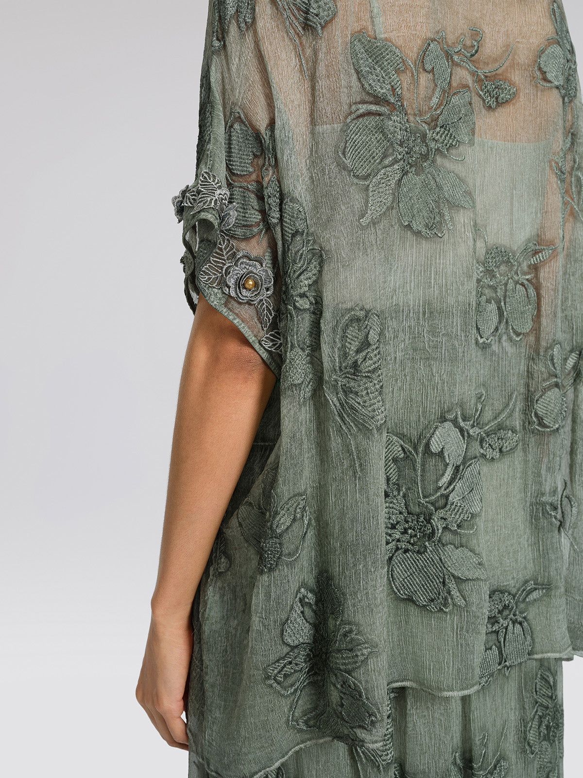 Silk 3D Flower Embroidered Hand Dyed Blouse