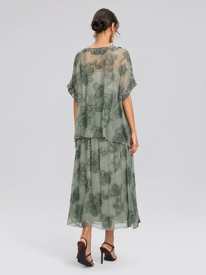 Silk 3D Flower Embroidered Hand Dyed Blouse