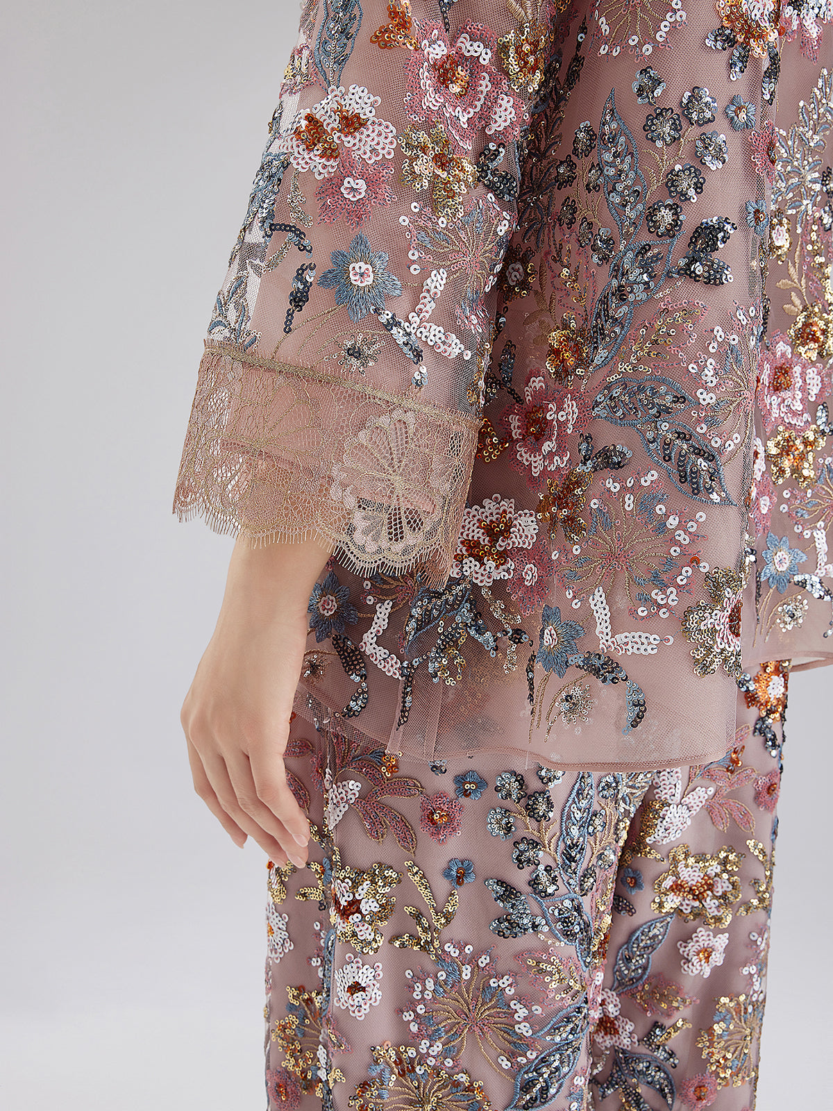 Elegant fashion outfit with refined texture