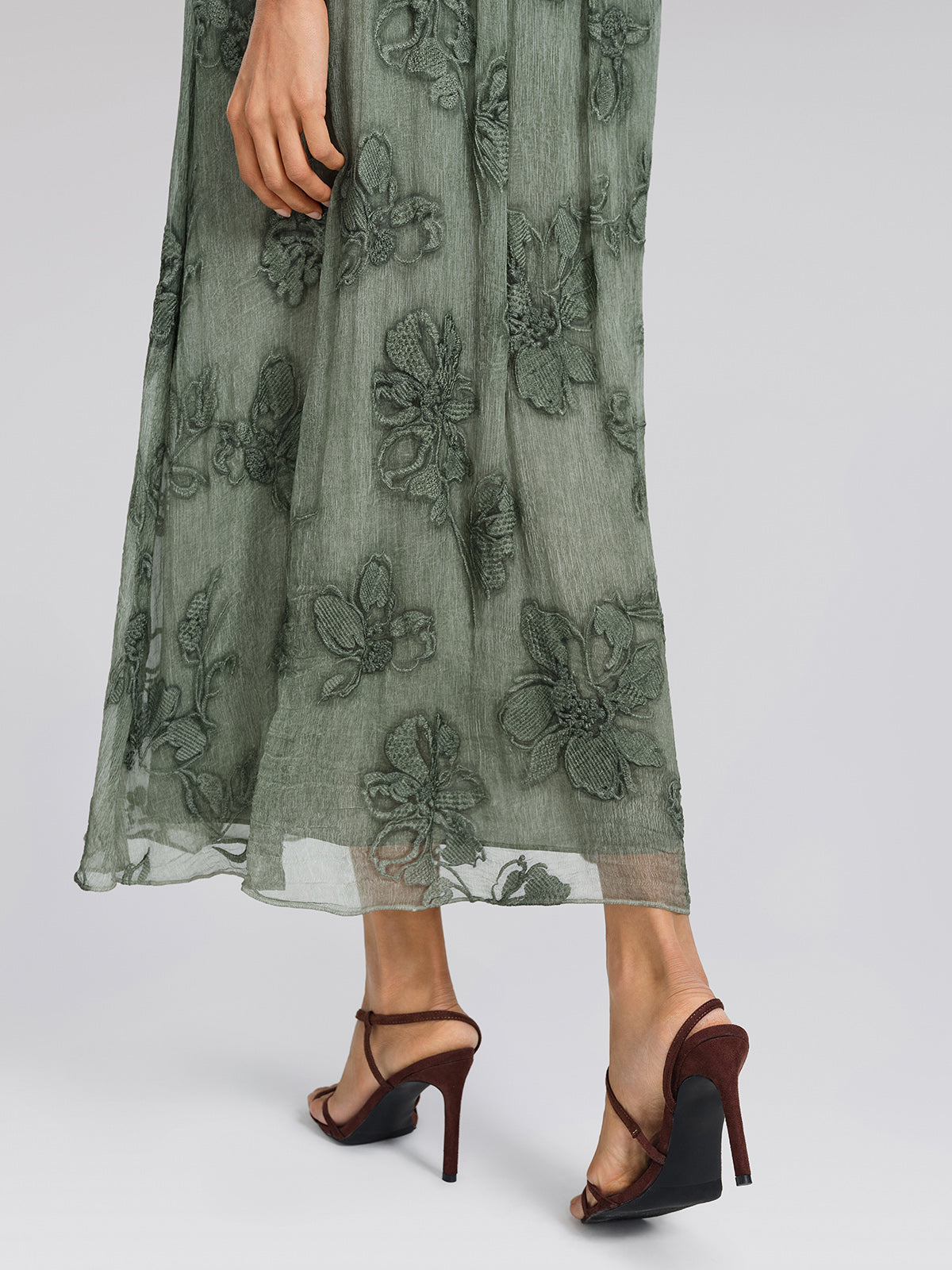 Silk Chiffon Hand Dyed Embroidered Skirt