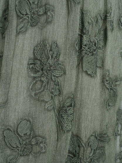 Silk 3D Flower Embroidered Hand Dyed Blouse