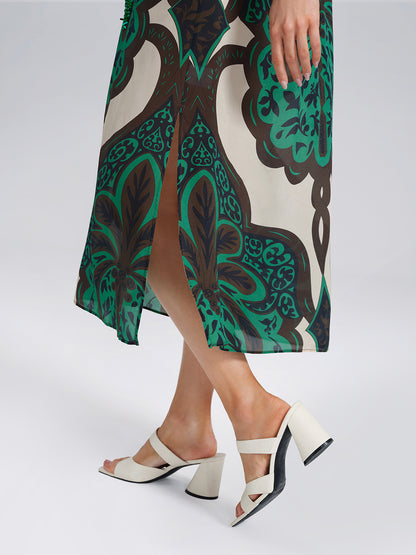 100% Silk Beaded Botanical Paisley Dress