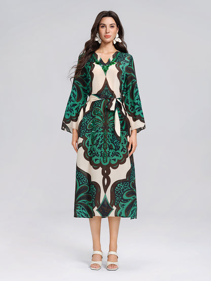 100% Silk Beaded Botanical Paisley Dress