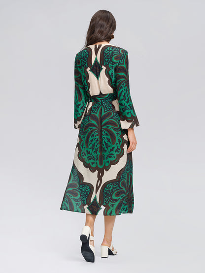 100% Silk Beaded Botanical Paisley Dress