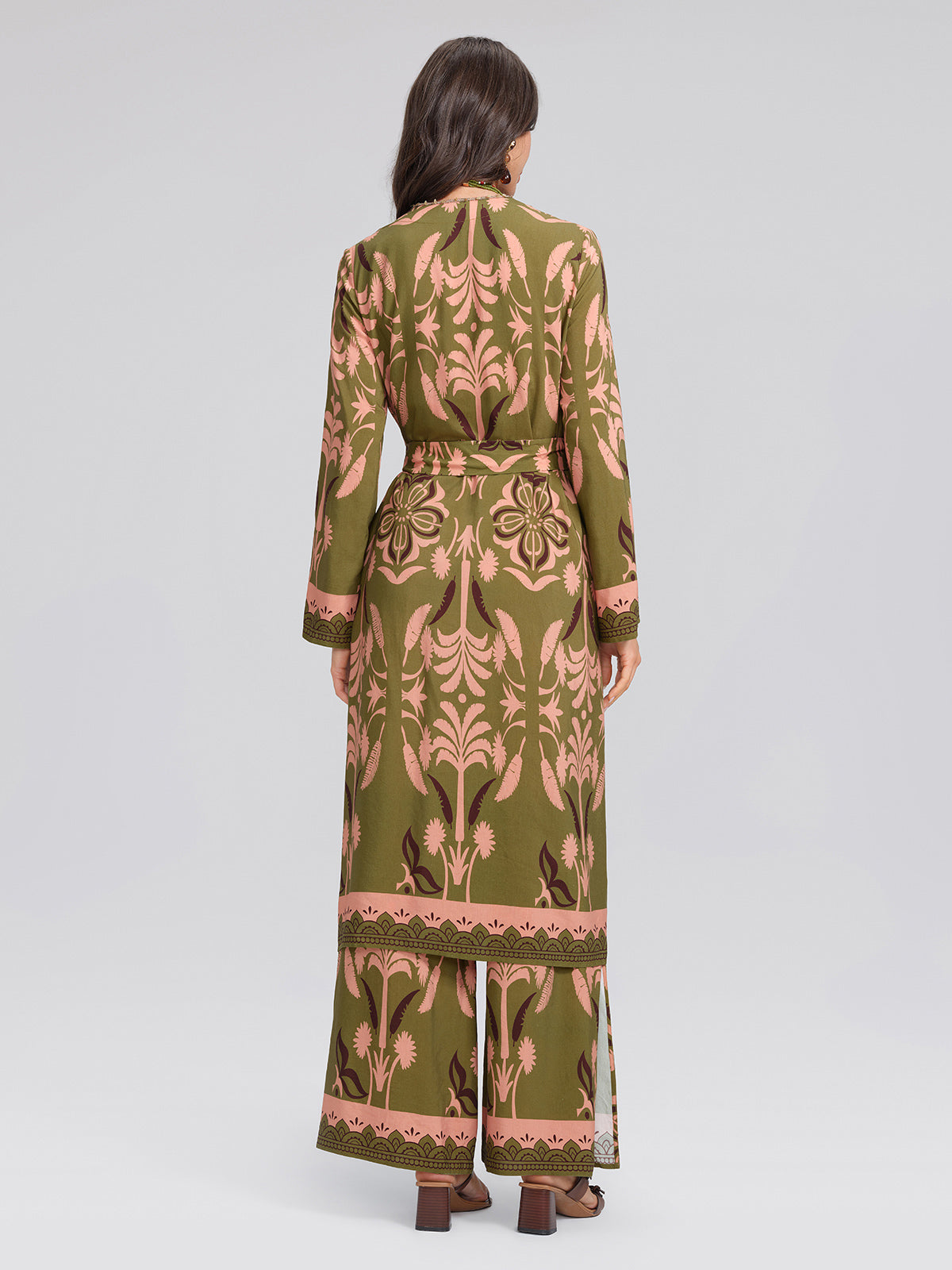 Vintage Botanical Print Belted Cover-Up