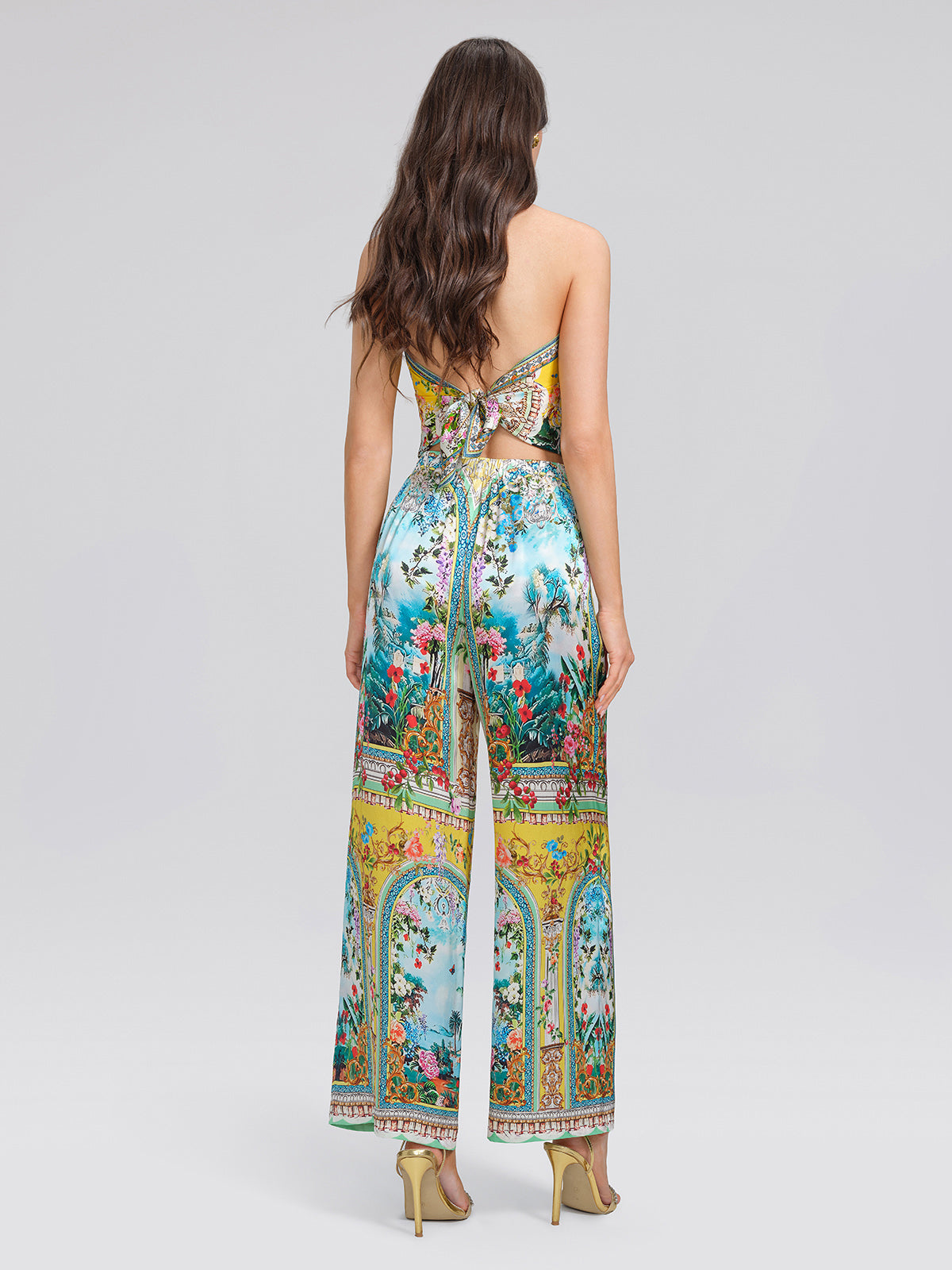 100% Silk Manor Print Halter Scarf (Necklace not included)