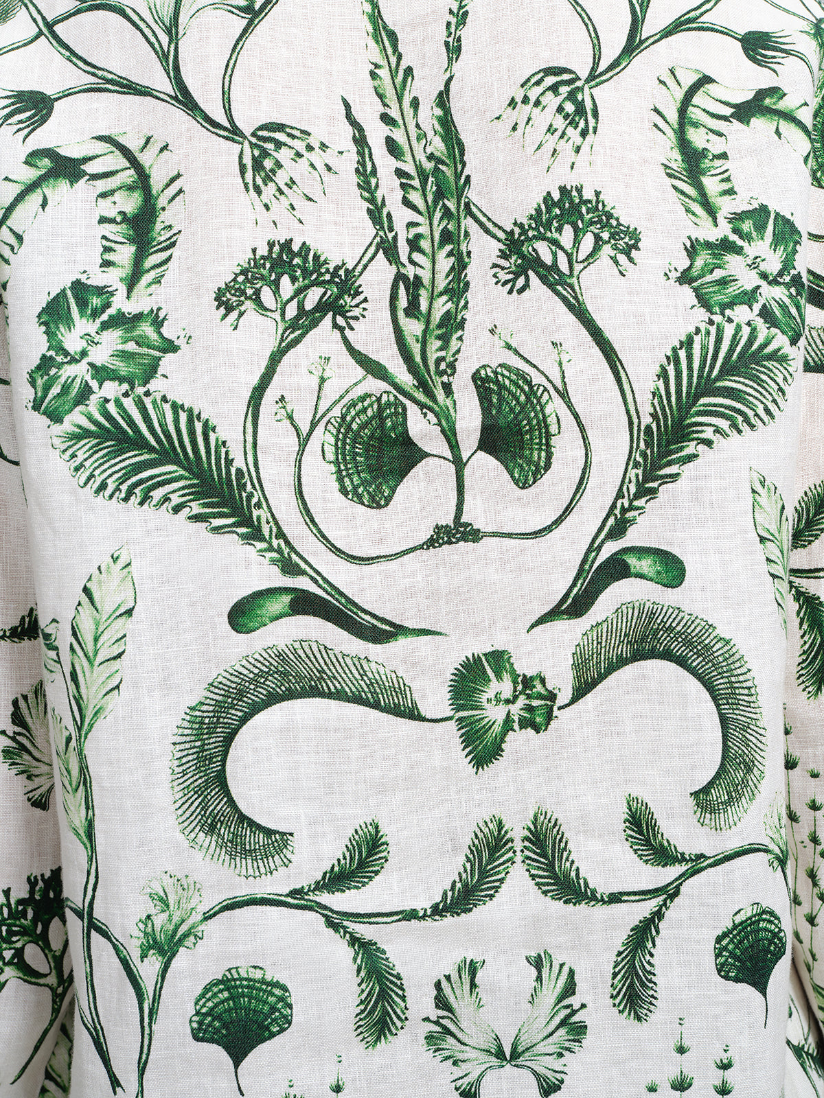 100% Linen Hand Painted Greenery Print Shirt