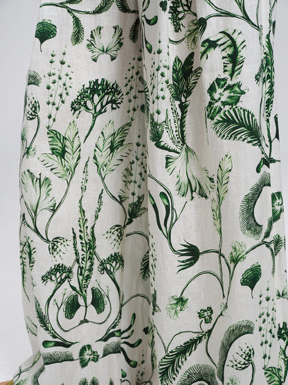100% Linen Vintage Greenery Print Pants