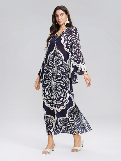 100% Silk Beaded Ethnic Paisley Print Blouse