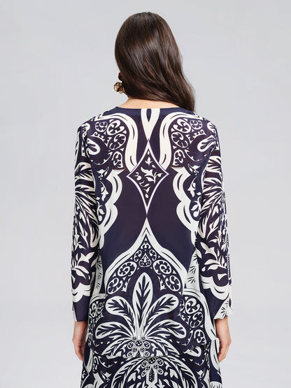 100% Silk Beaded Ethnic Paisley Print Blouse