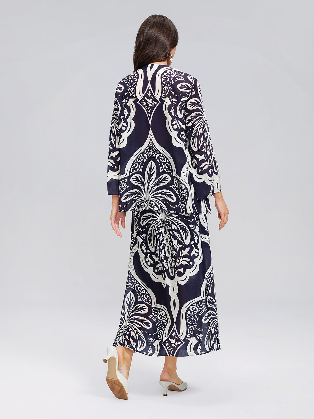 Silk Ethnic-Inspired Paisley Print Elastic Waist Skirt