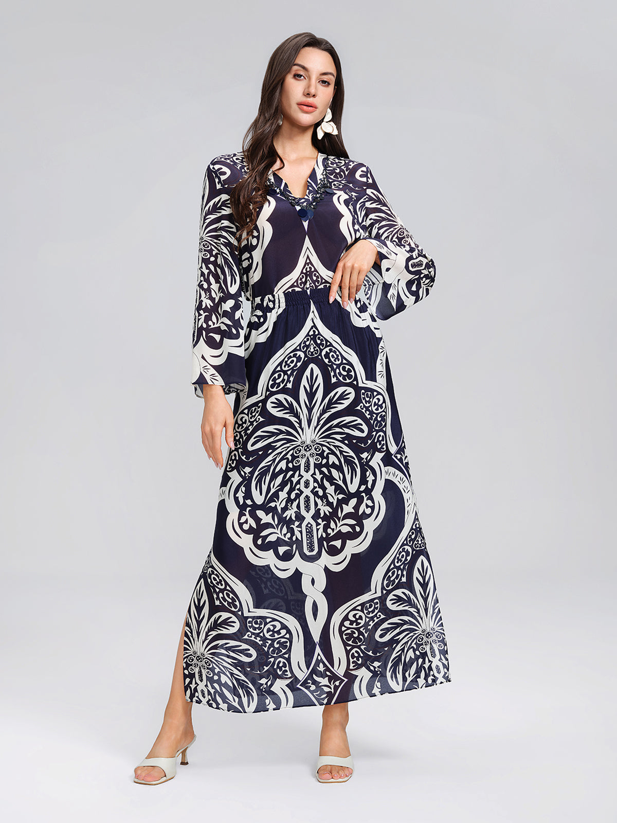 100% Silk Beaded Ethnic Paisley Print Blouse