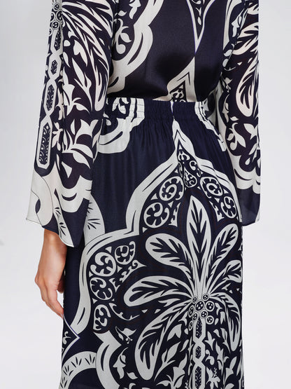 100% Silk Beaded Ethnic Paisley Print Blouse