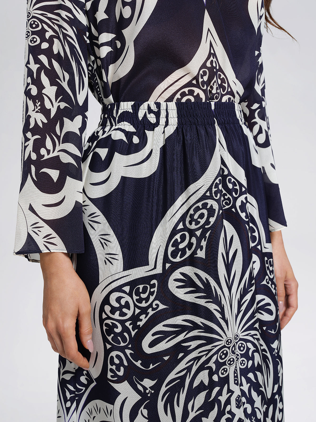 100% Silk Beaded Ethnic Paisley Print Blouse