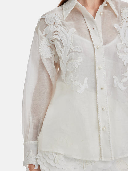 Baroque Handmade 3D Embroidered Beaded Shirt