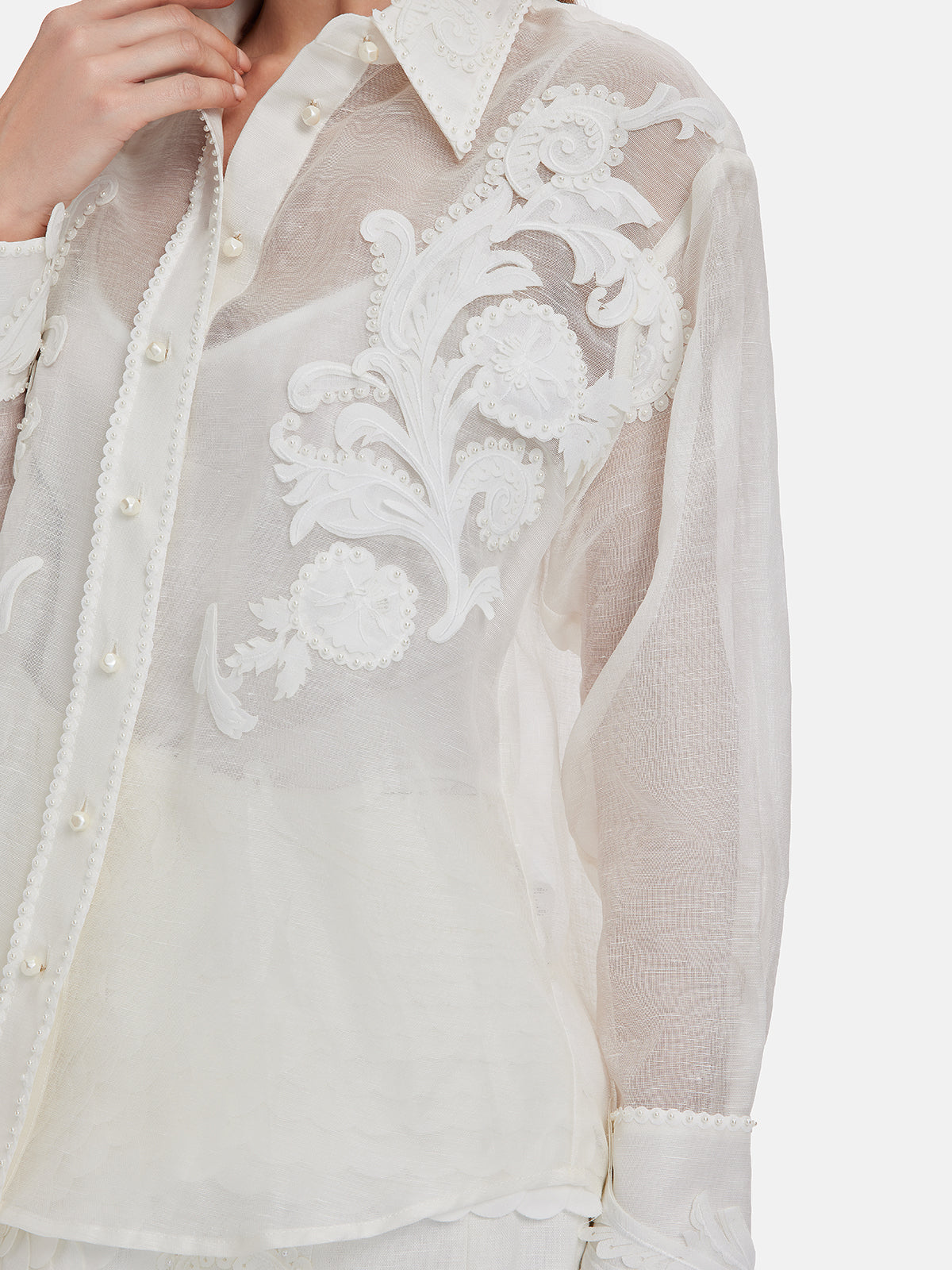 Baroque Handmade 3D Embroidered Beaded Shirt