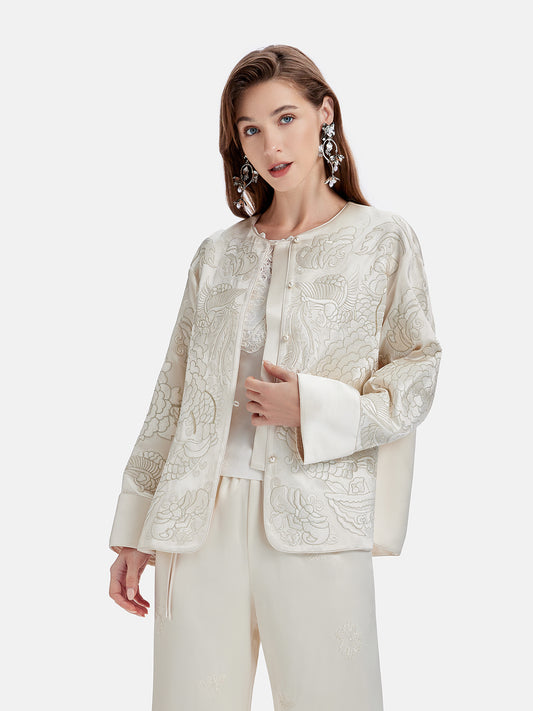 Heavyweight Mulberry Silk Thread Embroidery Jacket