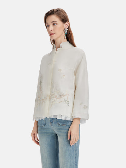 Silk Embroidered Oriental Two-Piece Top