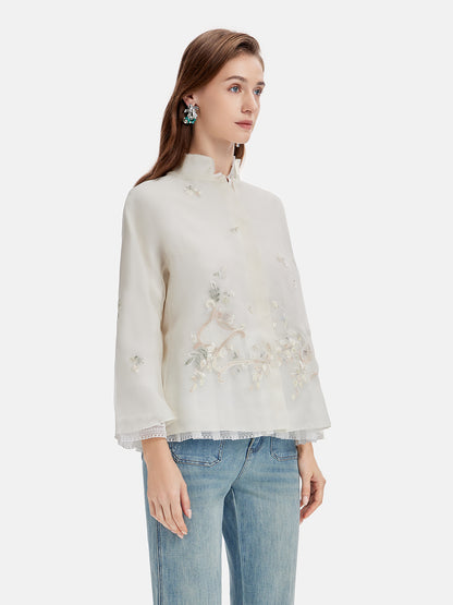 Silk Embroidered Oriental Two-Piece Top