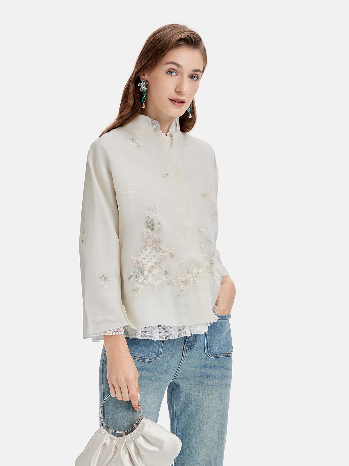 Silk Embroidered Oriental Two-Piece Top