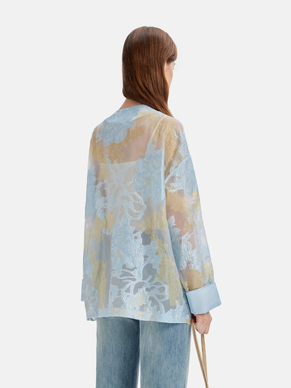 Silk Jacquard Embroidered Cardigan