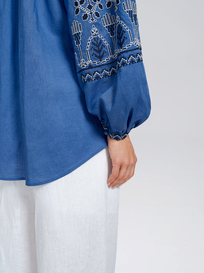 Rinen Ethnic Embroidered Tassel Tie Top
