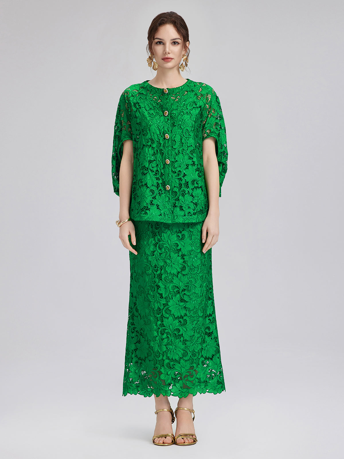 Designer outfit with modern silhouette