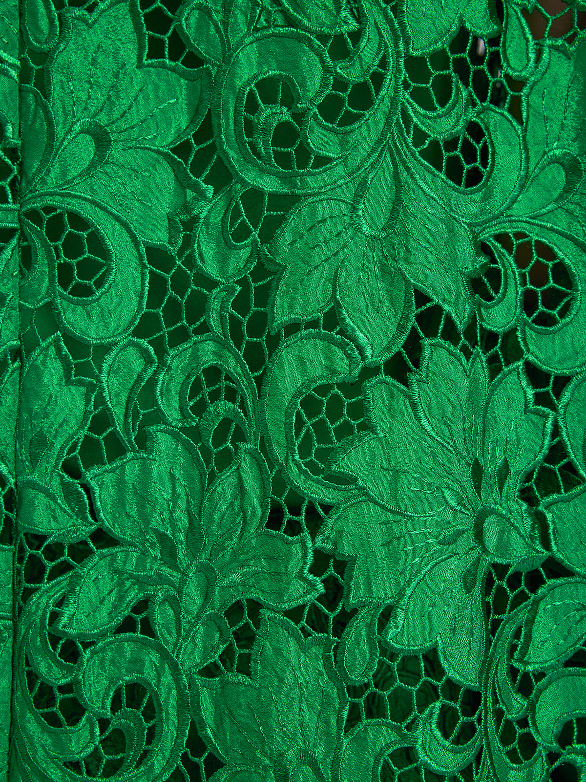 Lace Appliqué Jewel-like Buttons Emerald Top
