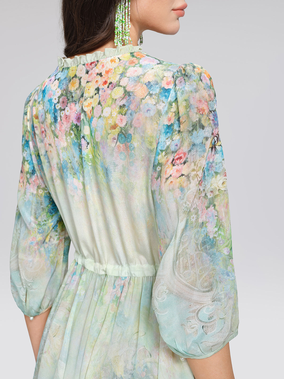100% Silk Monet Garden Print Dress